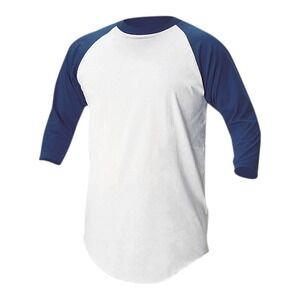 Soffe Youth Baseball/Softball 3/4 Sleeve Shirt, White/Navy - S